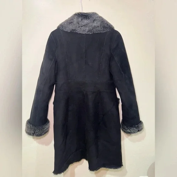 LOFT Black Faux Fur Trim Winter Coat size 2 - Picture 2 of 8